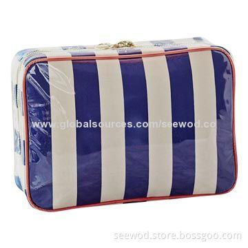 2014 stylish PVC stripe cosmetic bag